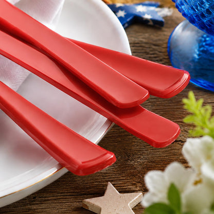 Pre-Rolled Blue Plastic Cutlery with Napkins, 100 Pack