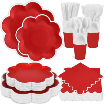 Blue and White Paper Tableware Set, Serves 50