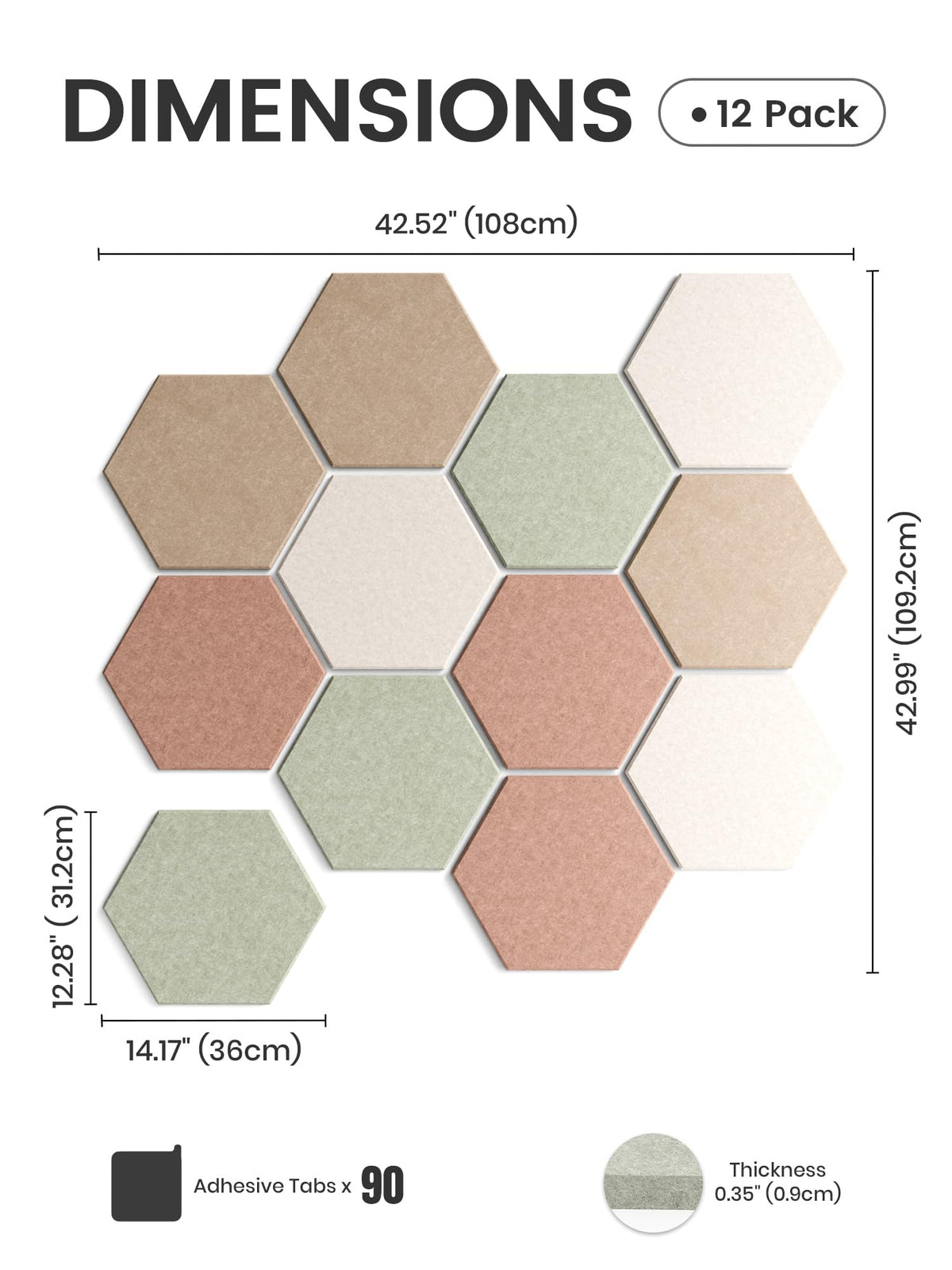 Blue Hexagon Felt Pin Board Tiles, 12 Pack