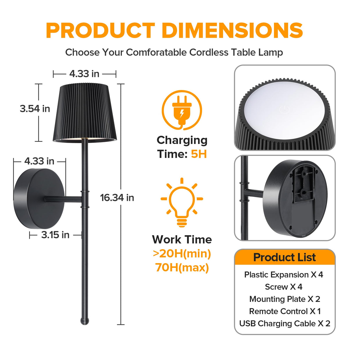 Blue Cordless Rechargeable Wall Sconces, Set of 2