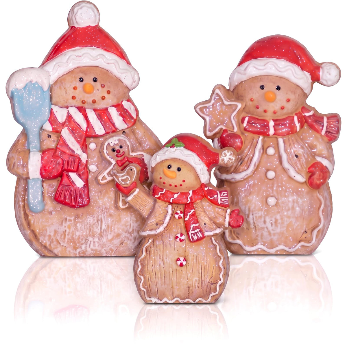 Chinoiserie Wooden Snowmen, Set of 3