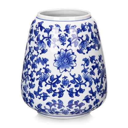 Hollyone Blue and White Chinoiserie Bottle Vase, 7 Inch