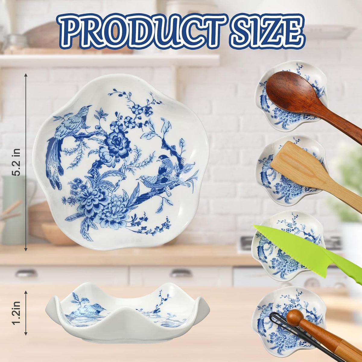 Chinoiserie Ceramic Bird Spoon Rest, Blue and White