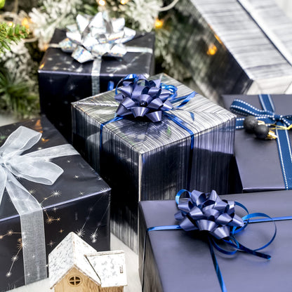 Christmas Wrapping Paper Rolls, Blue and Silver, 4 Rolls