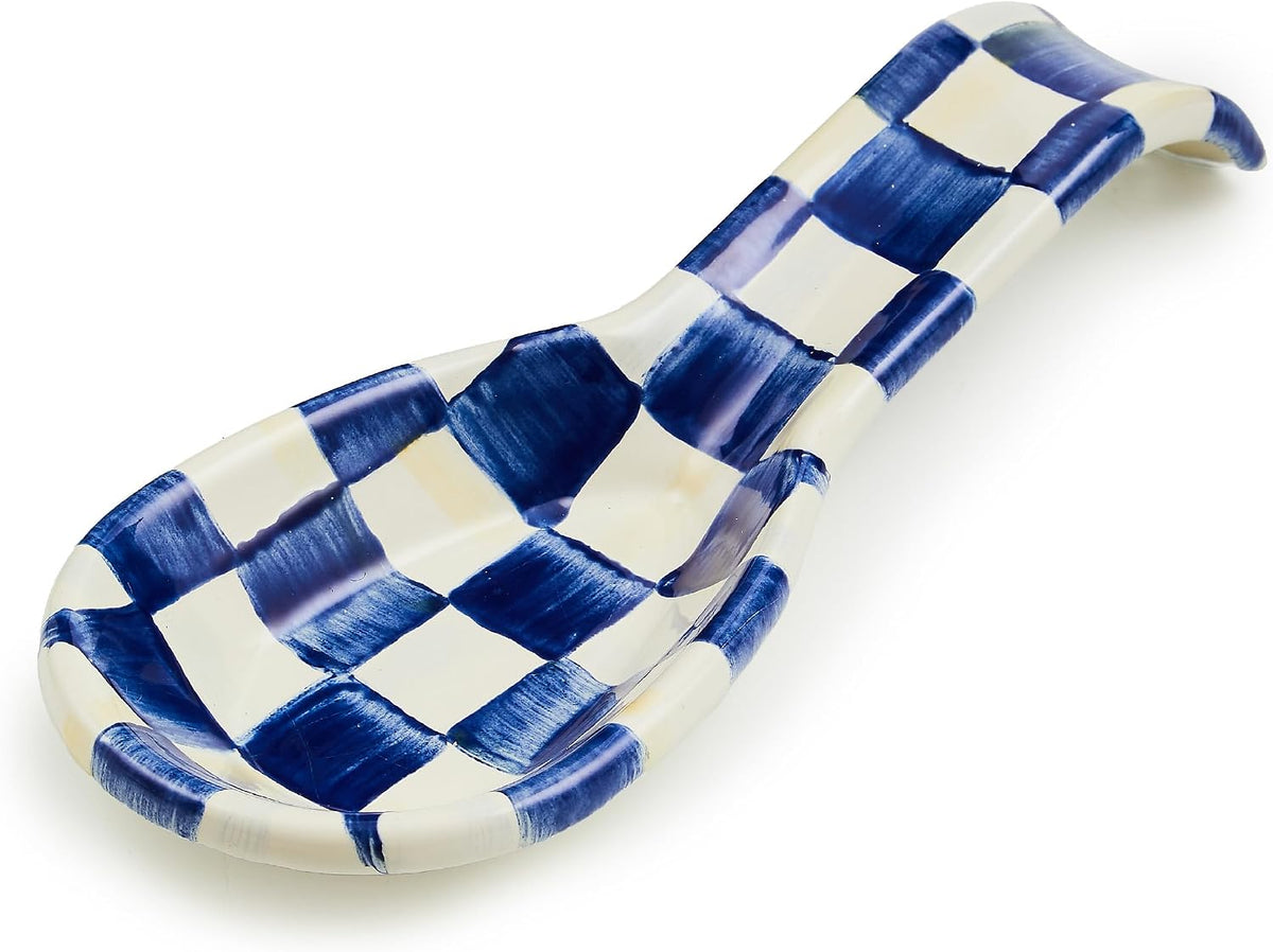 MacKenzie-Childs Enamel Spoon Rest, Royal Check
