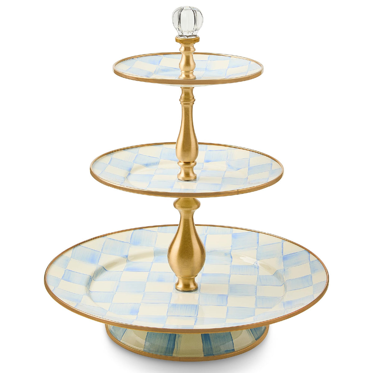 MacKenzie-Childs Two-Tier Sweet Stand, Royal Check