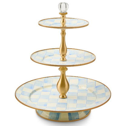 MacKenzie-Childs Two-Tier Sweet Stand, Royal Check