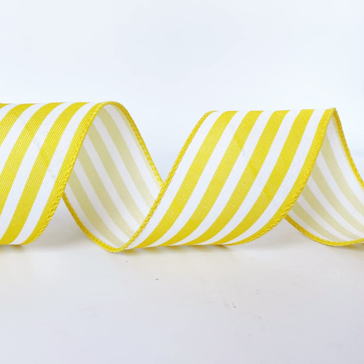 Royal Blue and White Striped Wired Ribbon, 2.5 Inch