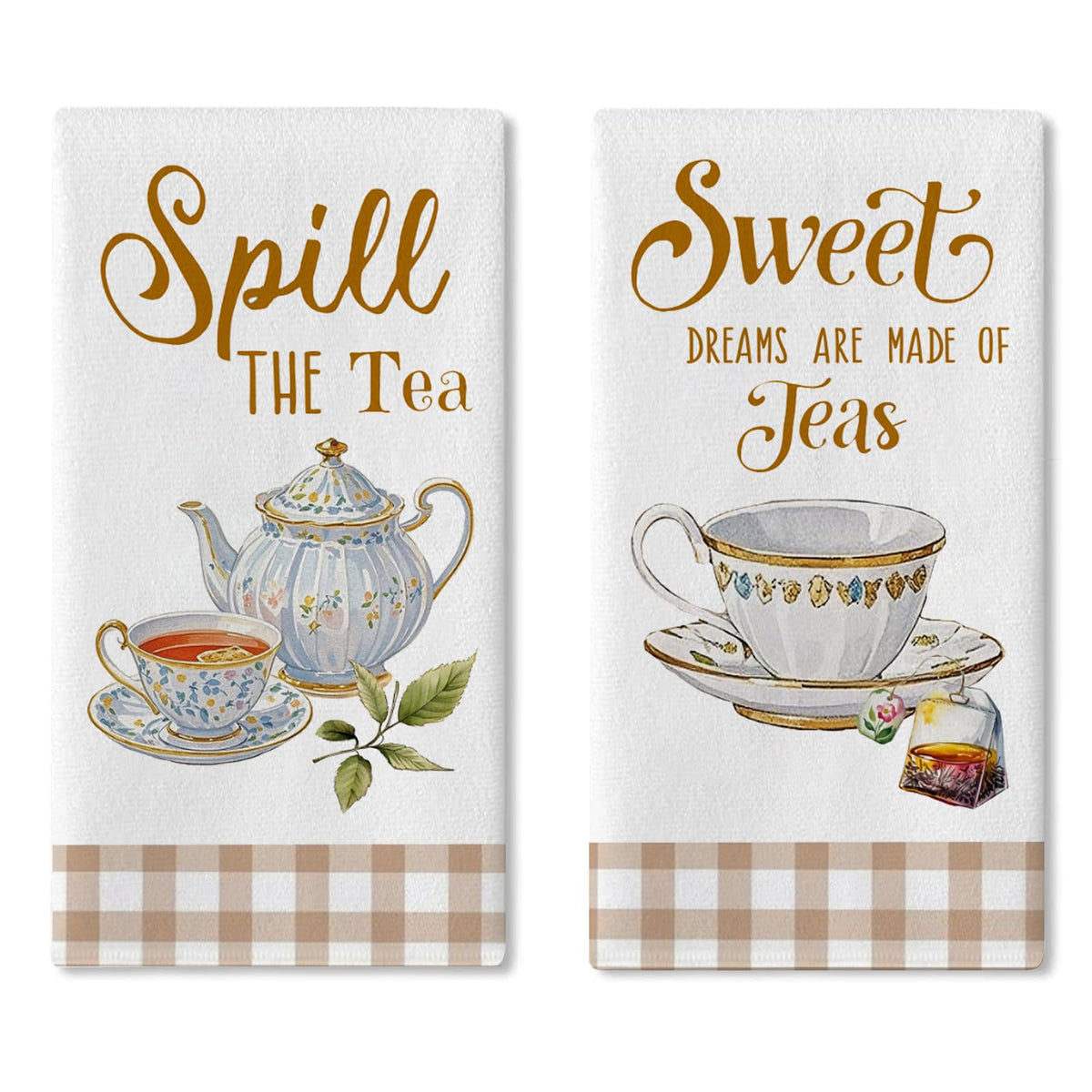 Vintage Floral Kitchen Towels, Set of 2