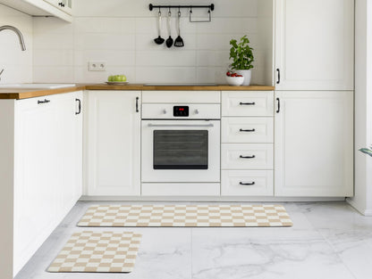 Navy Checkered Kitchen Mats, Set of 2