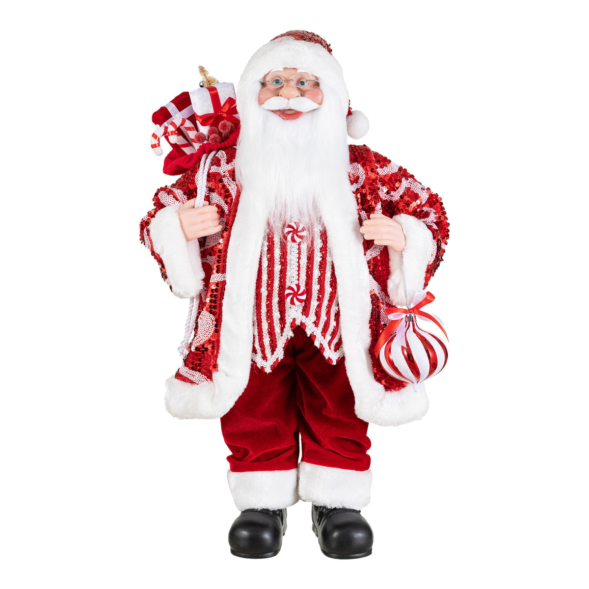 Blue Velvet Santa Figurine, 18 Inch