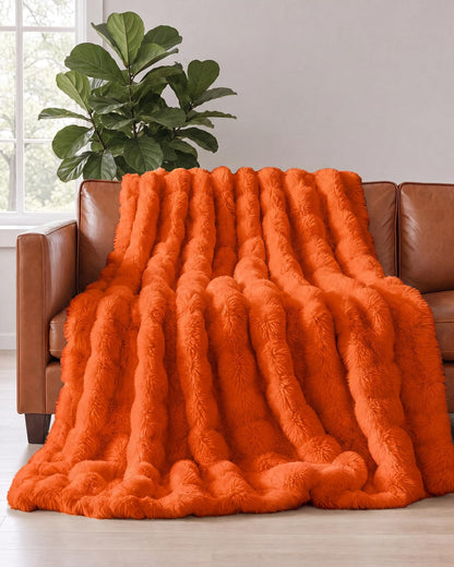 Faux Fur Bubble Throw Blanket, 50 x 60 Inch