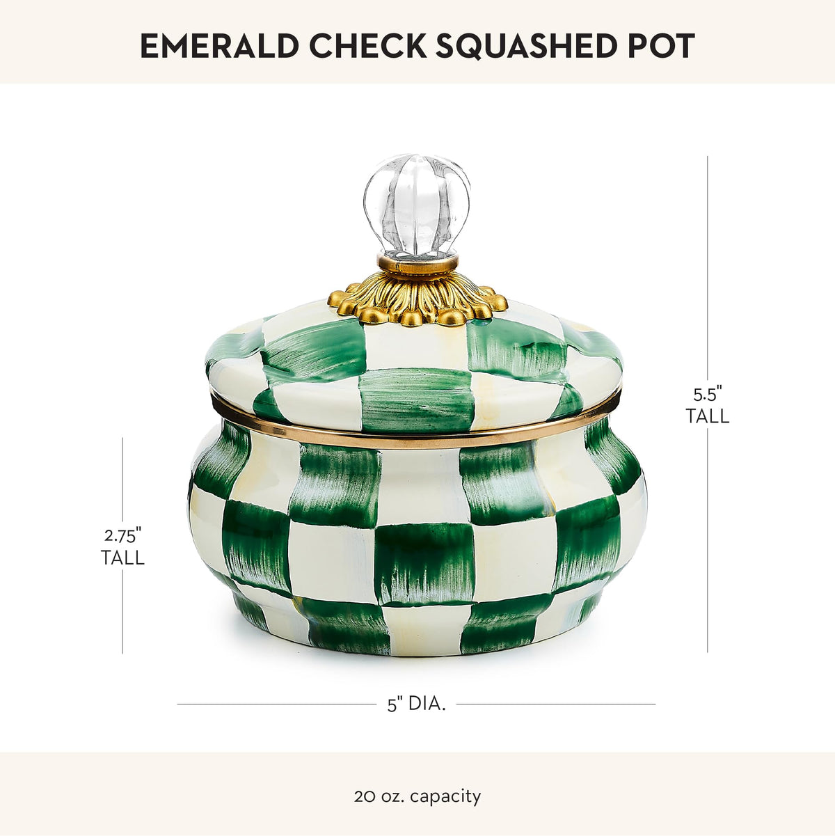 MacKenzie-Childs Enamel Squashed Pot, Royal Check
