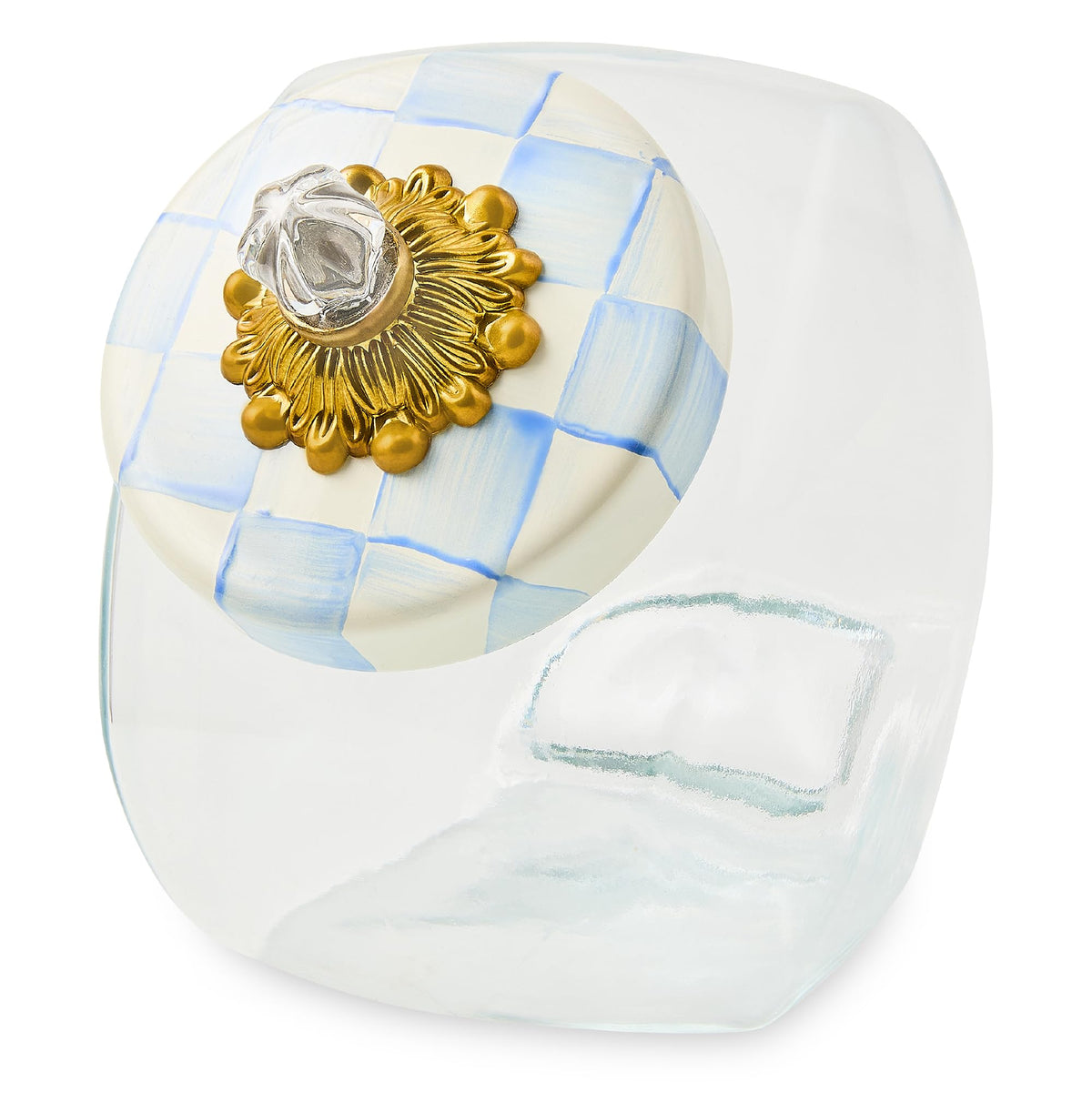 MacKenzie-Childs Glass Sweets Jar, Royal Check