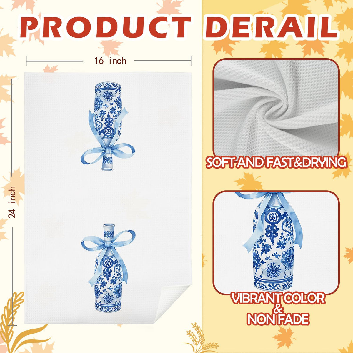 Blue Chinoiserie Kitchen Towel, 16 x 24 Inch