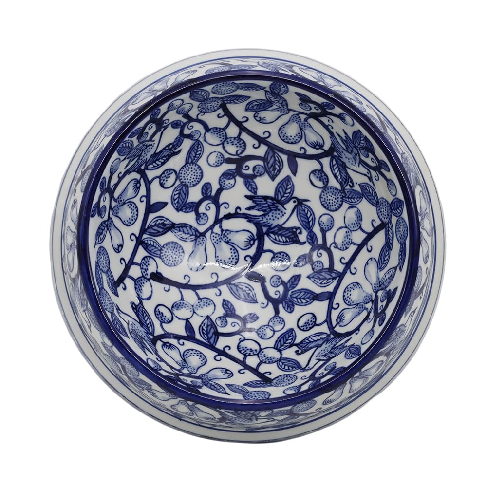 Hand-Painted Blue and White Ceramic Pet Bowl