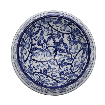 Hand-Painted Blue and White Ceramic Pet Bowl