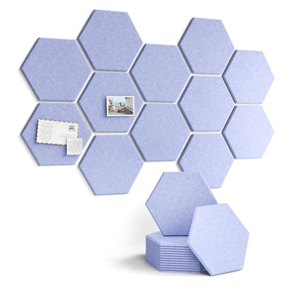 Blue Hexagon Felt Pin Board Tiles, 12 Pack