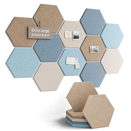 Blue Hexagon Felt Pin Board Tiles, 12 Pack