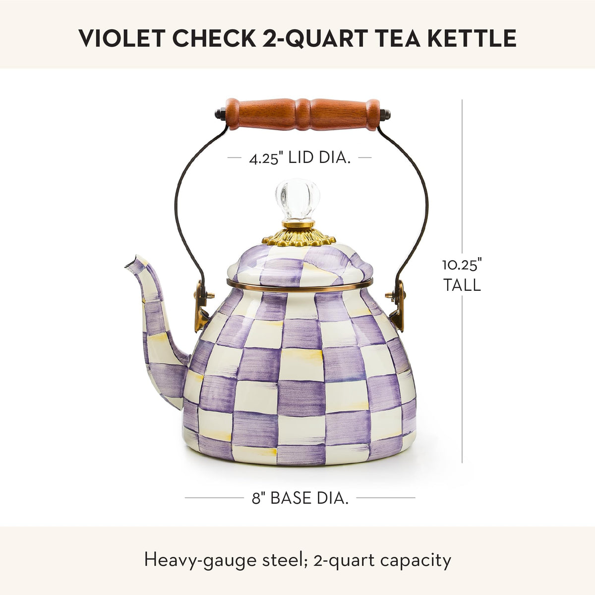 MacKenzie-Childs Enamel Tea Kettle, Royal Check