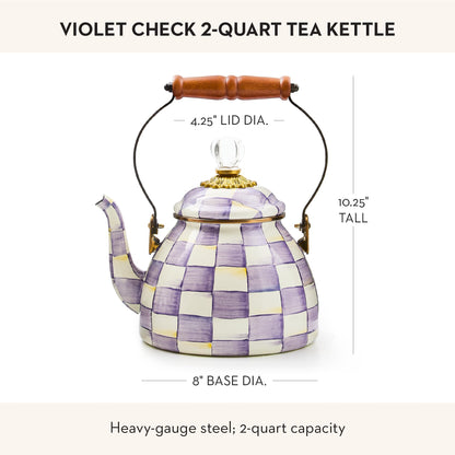 MacKenzie-Childs Enamel Tea Kettle, Royal Check