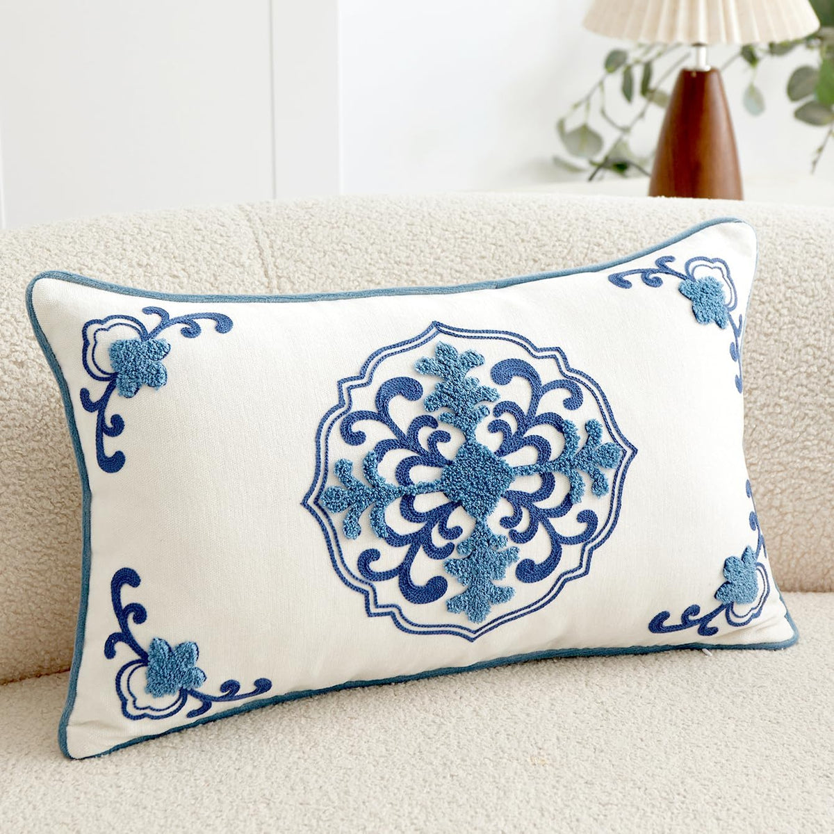 Chinoiserie Floral Chenille Pillow Cover