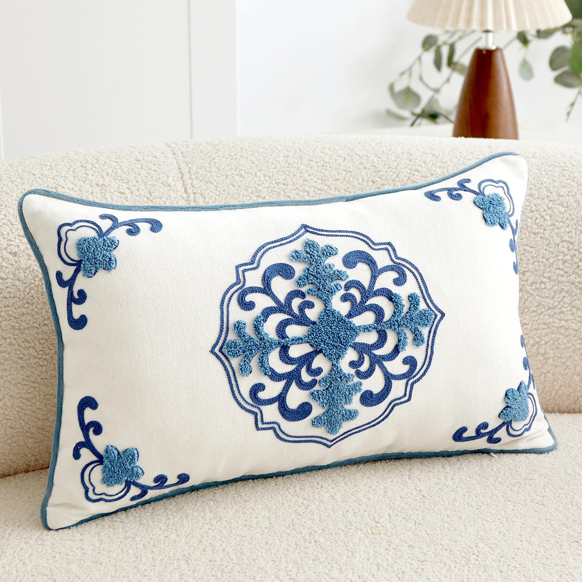 Chinoiserie Floral Chenille Pillow Cover