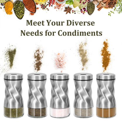 Glass Salt and Pepper Shakers, Adjustable, 4 oz, Set of 2