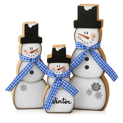 Chinoiserie Wooden Snowmen, Set of 3