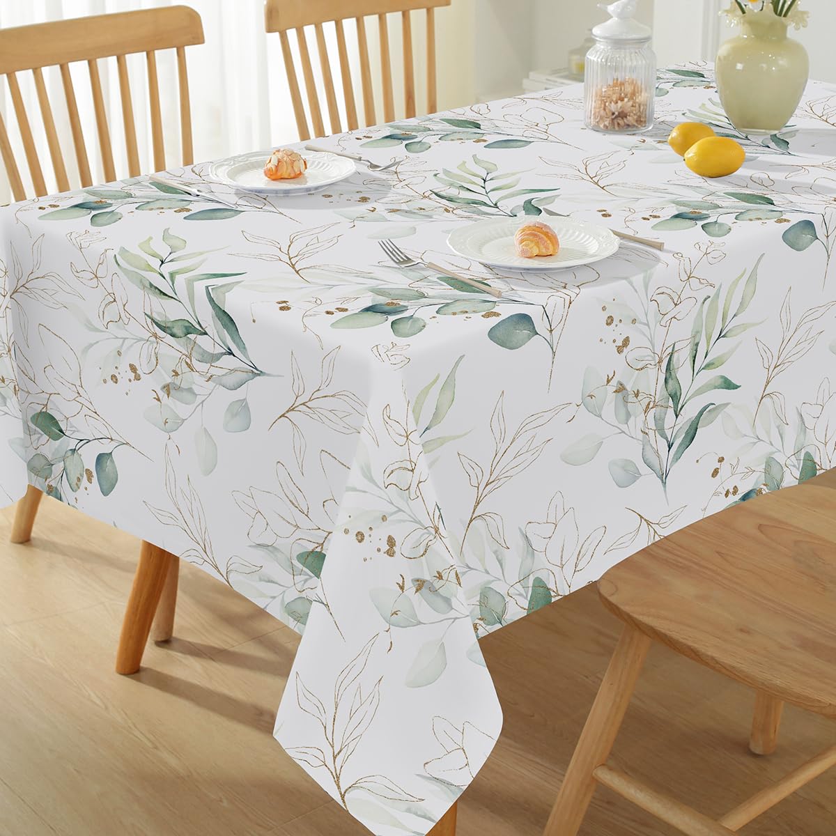 Blue and White Floral Tablecloth, Rectangle