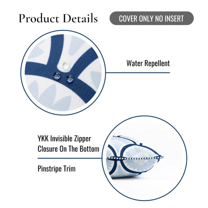 Navy Greek Key Outdoor Lumbar Pillow Cover, 12x20