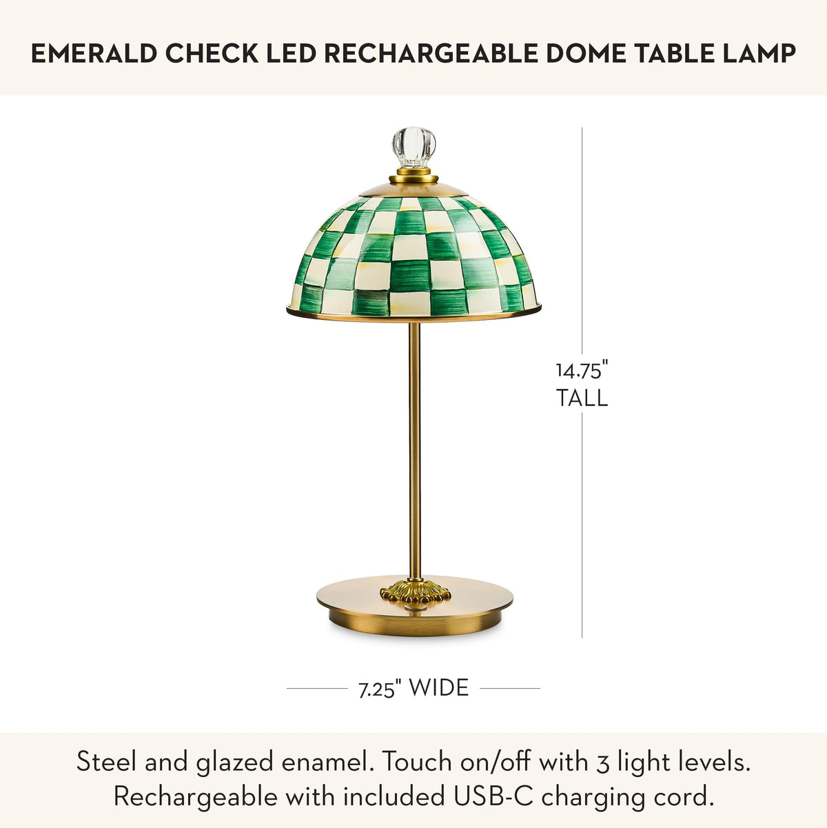 MacKenzie-Childs LED Dome Table Lamp, Sky Check