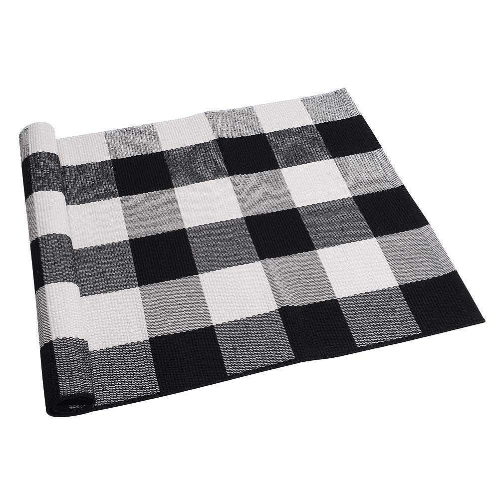 SEEKSEE Blue Buffalo Plaid Porch Rug, 27.5x43