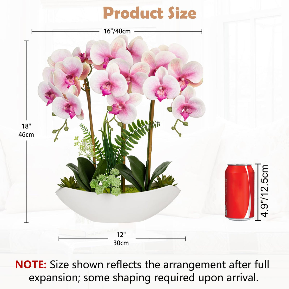 Briful Faux Orchid in Blue and White Boat Vase