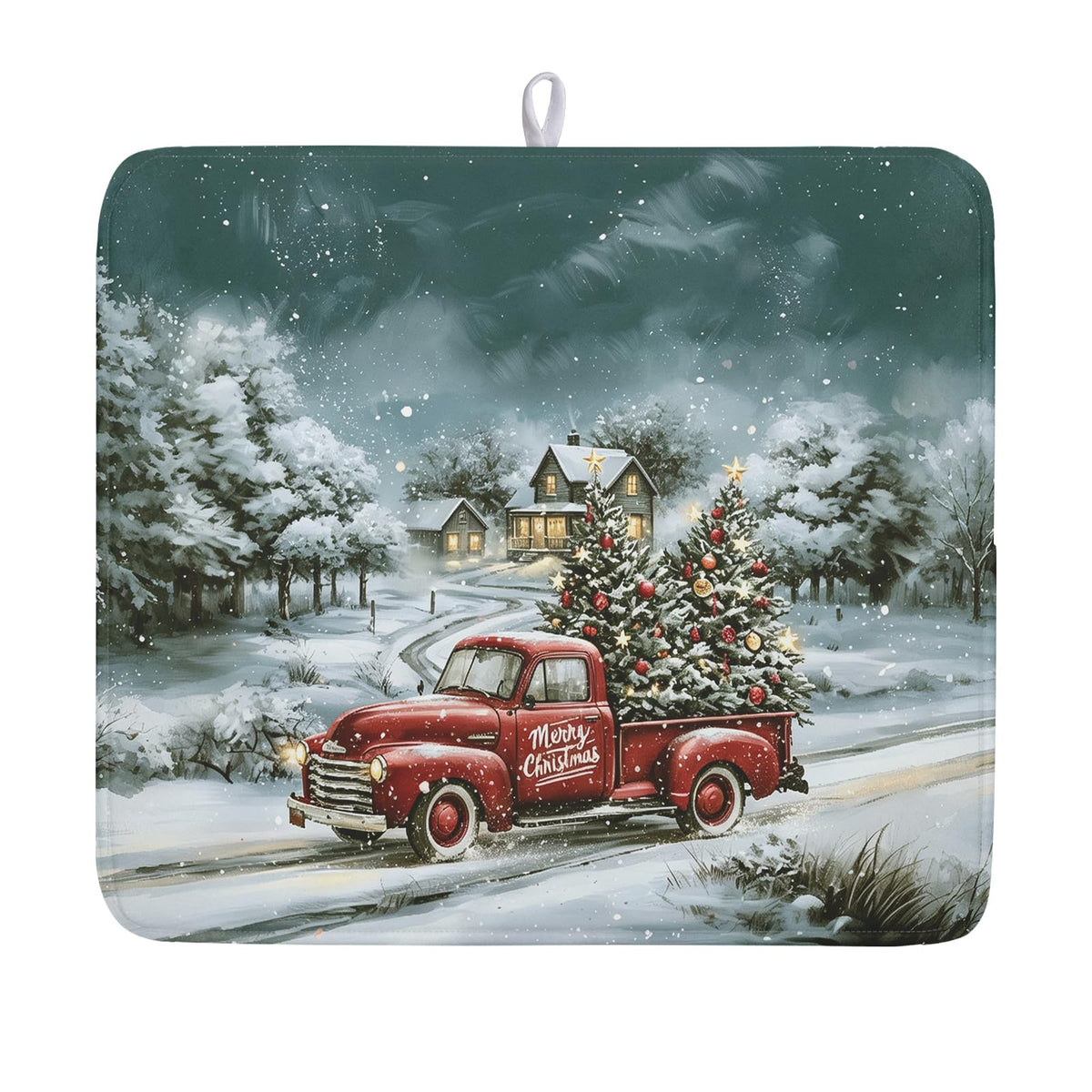 Blue Chinoiserie Floral Dish Drying Mat