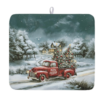 Blue Chinoiserie Floral Dish Drying Mat