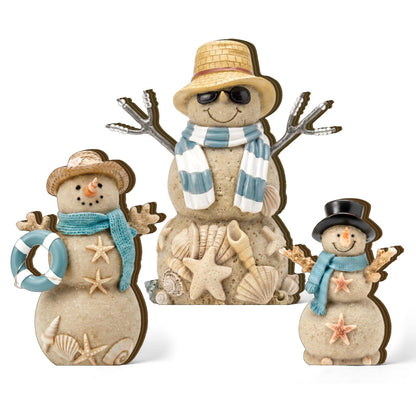 Chinoiserie Wooden Snowmen, Set of 3