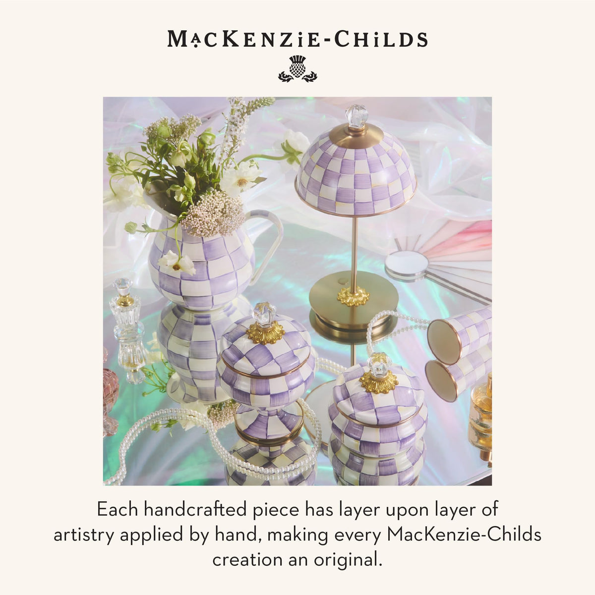 MacKenzie-Childs Enamel Squashed Pot, Royal Check