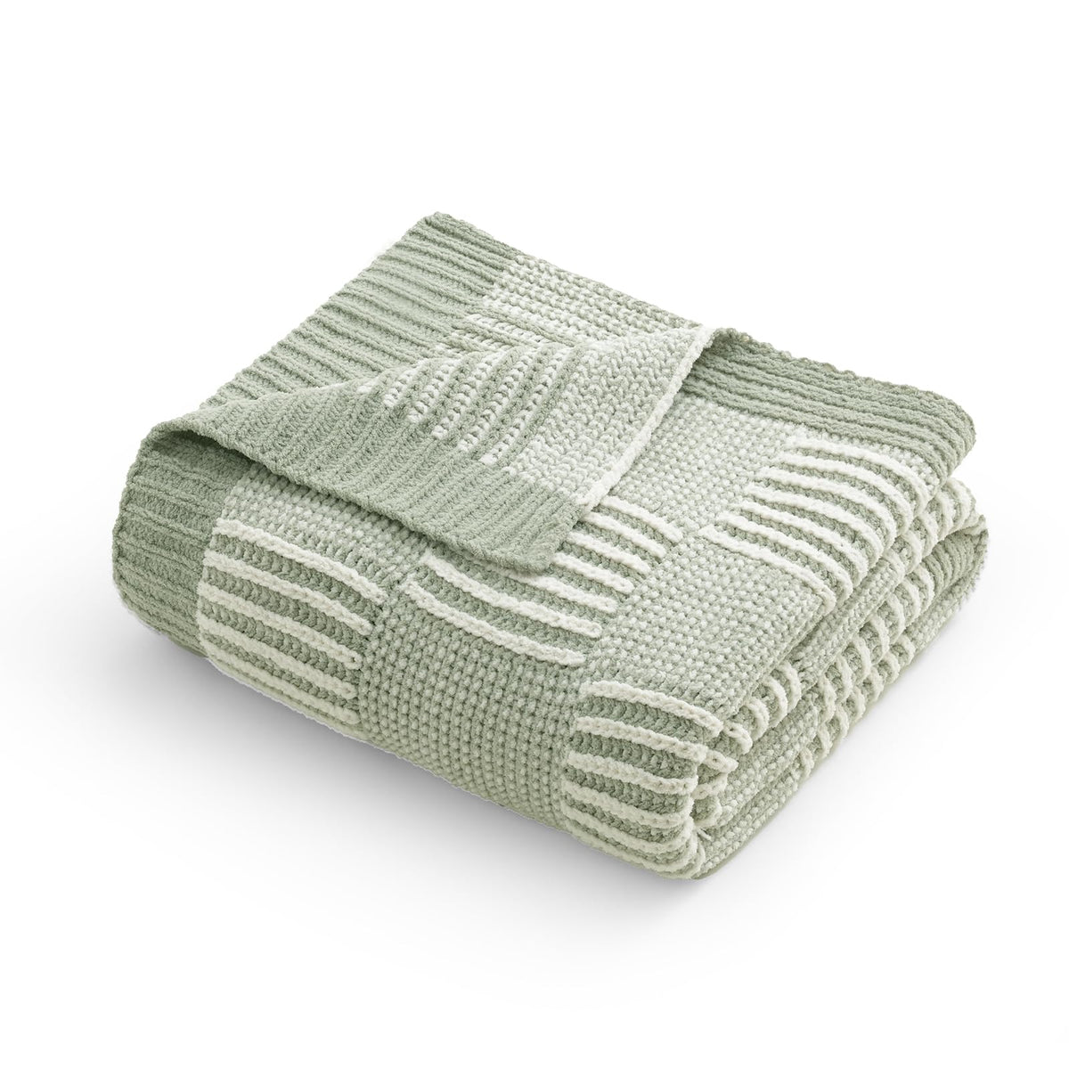 Checkered Knit Throw Blanket, Blue, 50 x 60 Inch