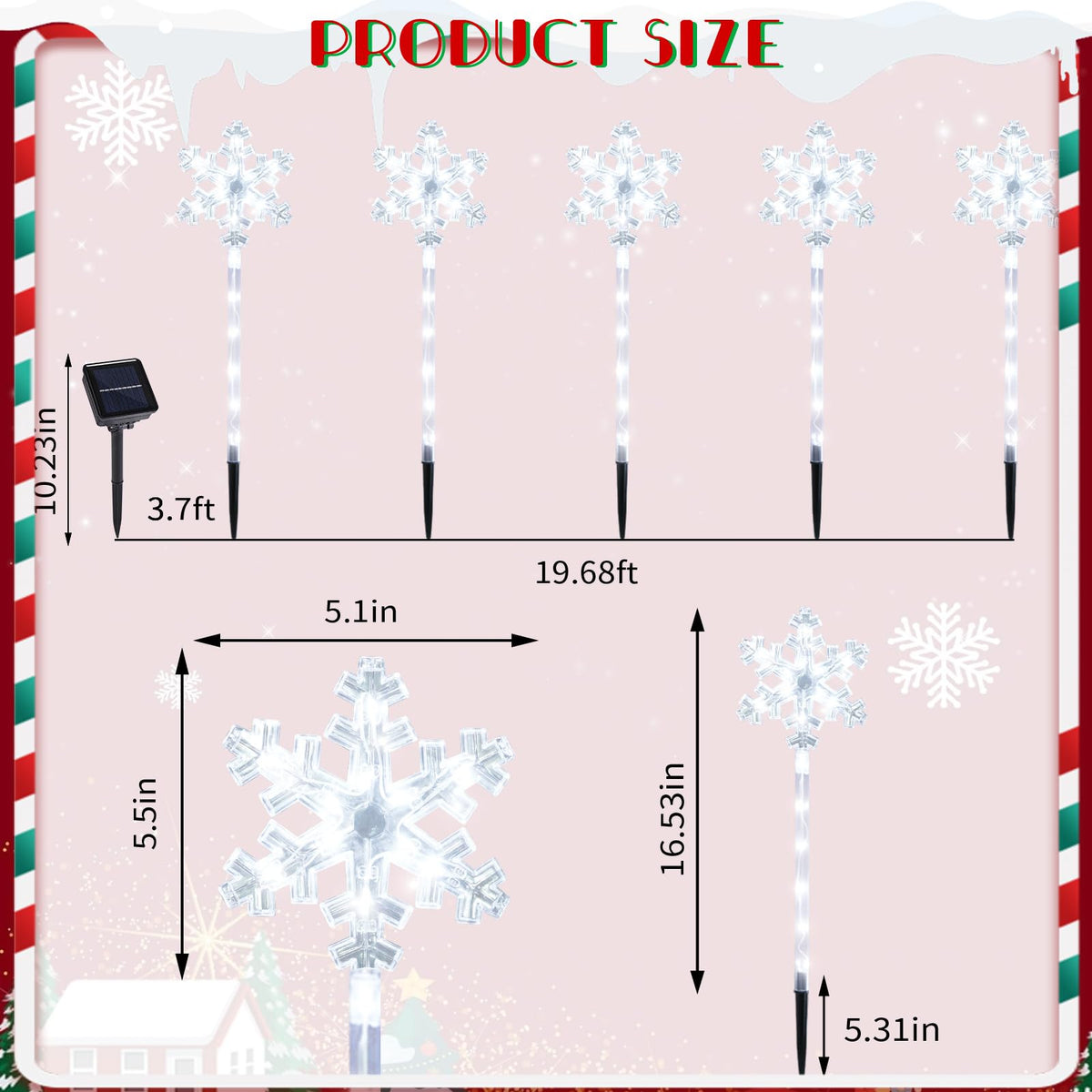 Solar Snowflake Pathway Lights, 10 Pack