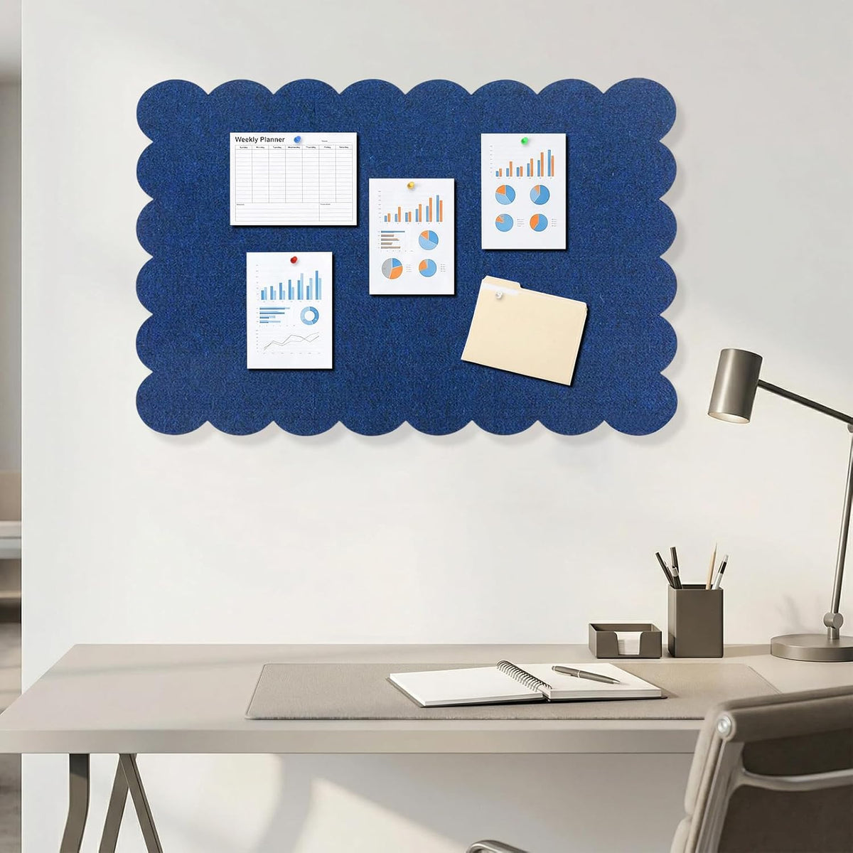 Dark Blue Scalloped Felt Bulletin Board