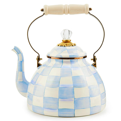 MacKenzie-Childs Enamel Tea Kettle, Royal Check
