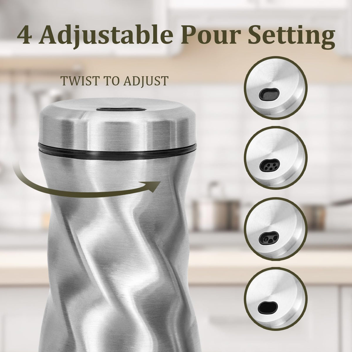Glass Salt and Pepper Shakers, Adjustable, 4 oz, Set of 2
