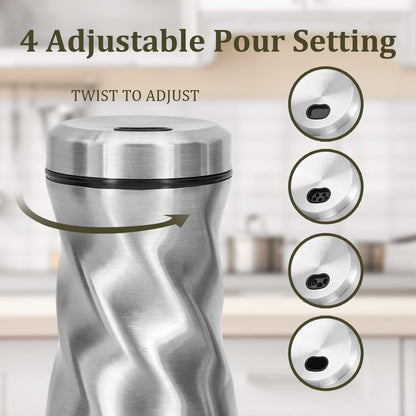 Glass Salt and Pepper Shakers, Adjustable, 4 oz, Set of 2