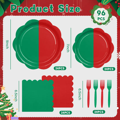 Blue Scalloped Paper Plates and Napkins, Serves 24