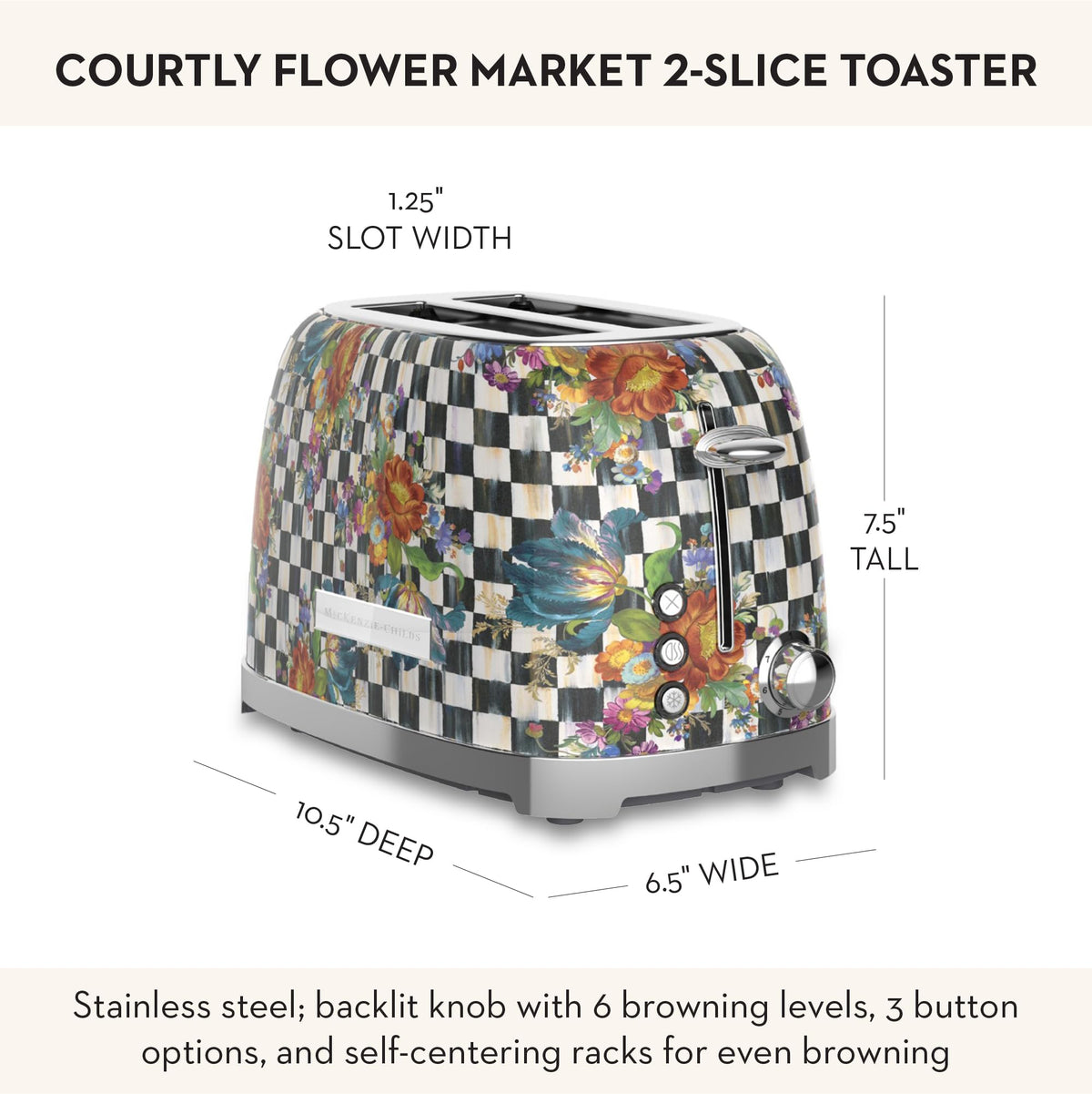MacKenzie-Childs 2-Slice Toaster, Royal Check