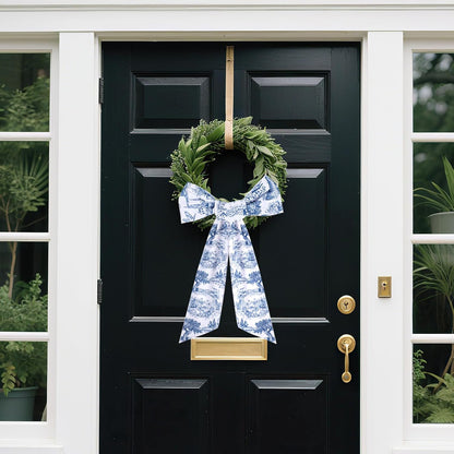 Blue French Toile Wreath Sash, Set of 2