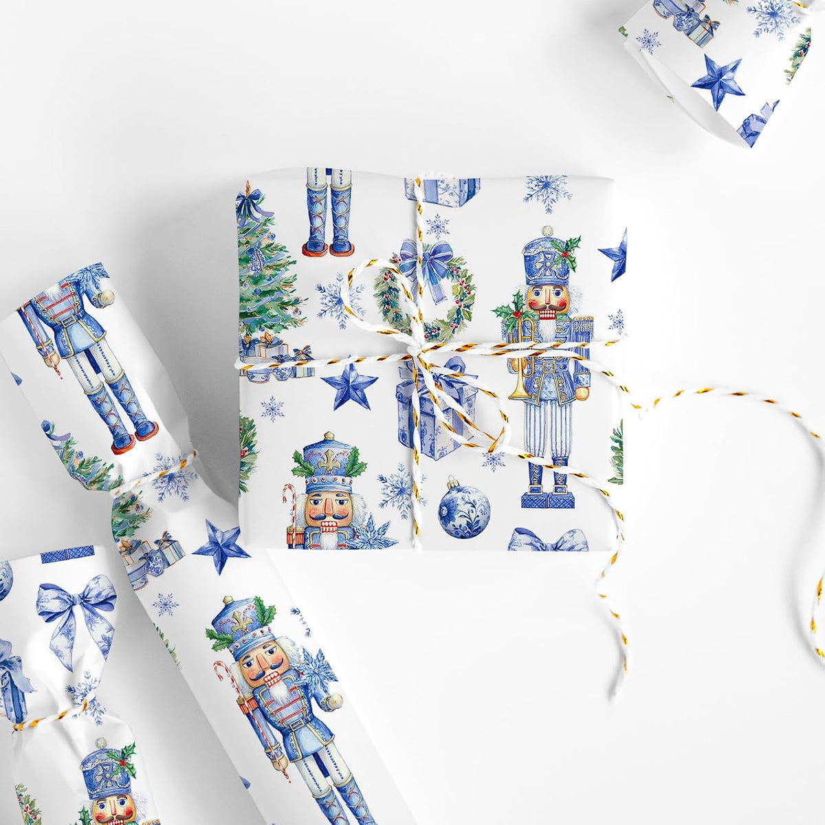 Blue Nutcracker Christmas Wrapping Paper, Mini Roll