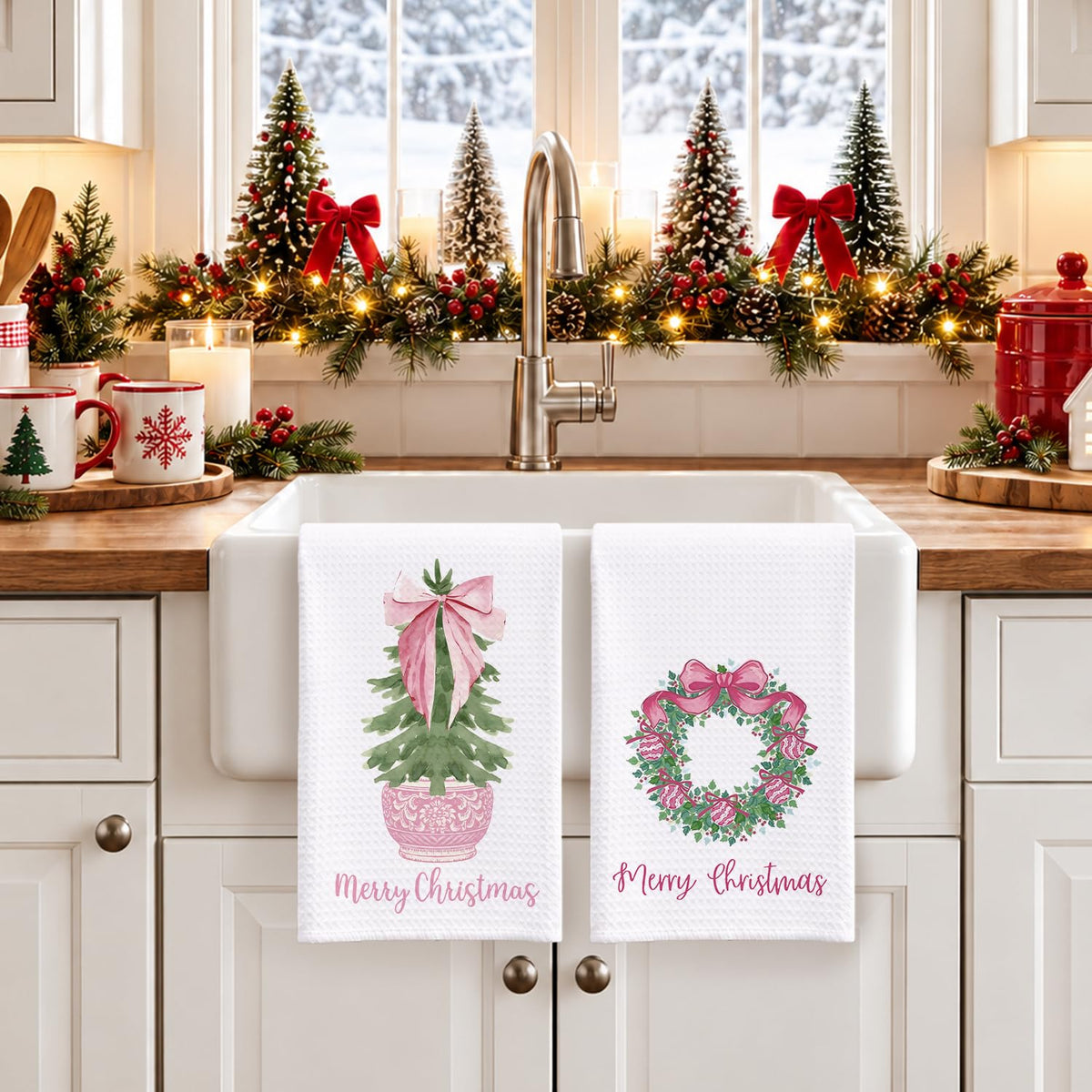 Chinoiserie Christmas Kitchen Hand Towels, 16x24 Inch