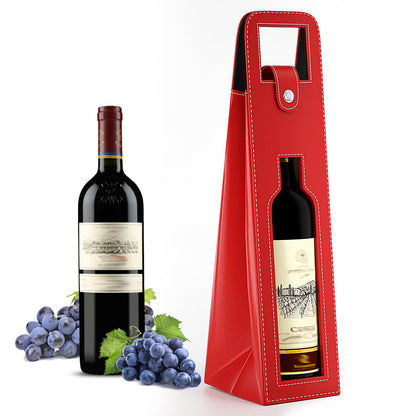 Blue Leather Wine Gift Bag